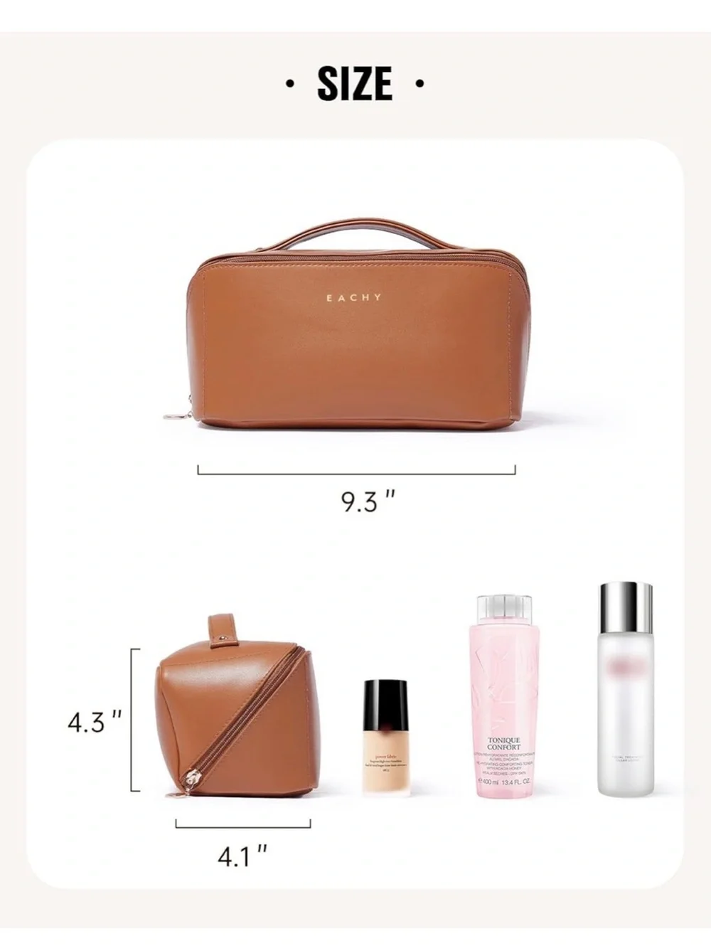 NIB Eachy Medium Compact Tan Travel Organizer Pouch - Toiletry Storage